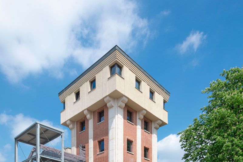 AM Ingenieure Ansicht Turm Kita Meyersche Lochfabrik